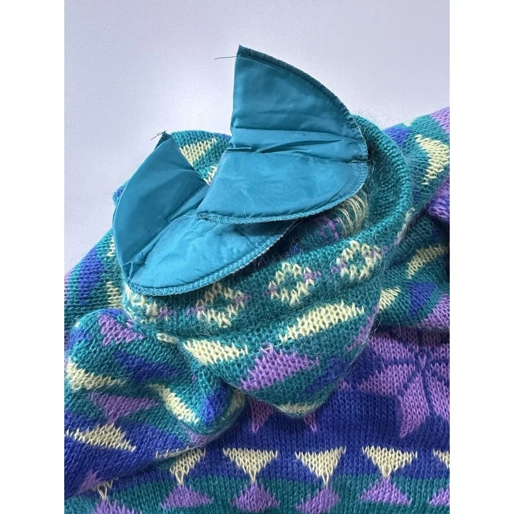 Vintage Gallagher Mohair Blend Long Sleeve Sweater XL shoulder pads LS geometric
